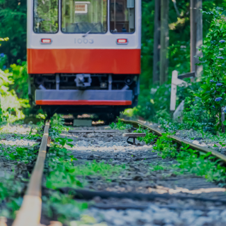 箱根登山電車と緑豊かな沿線風景